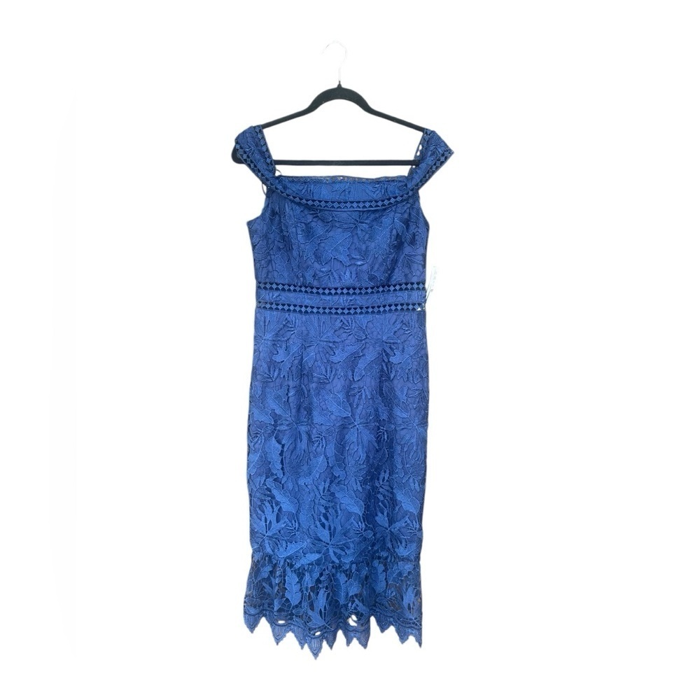 Aidan Mattox Lace Off Shoulder Midi Spring Summer Dress Size 8 NWT MSRP $245